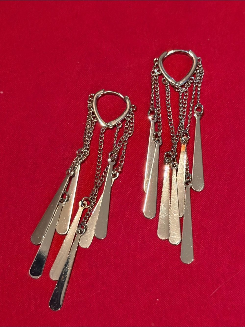 Silver Multi-Chain Fringe Drop Earrings - Women Jewelry
